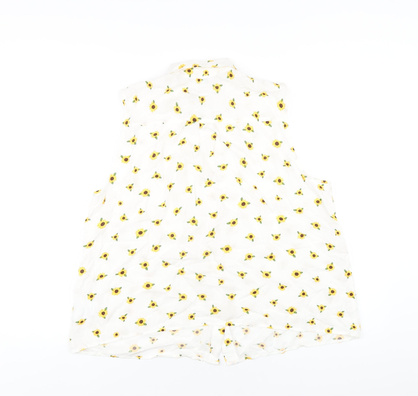 Clockhouse Womens White Geometric Viscose Basic Button-Up Size 12 Collared