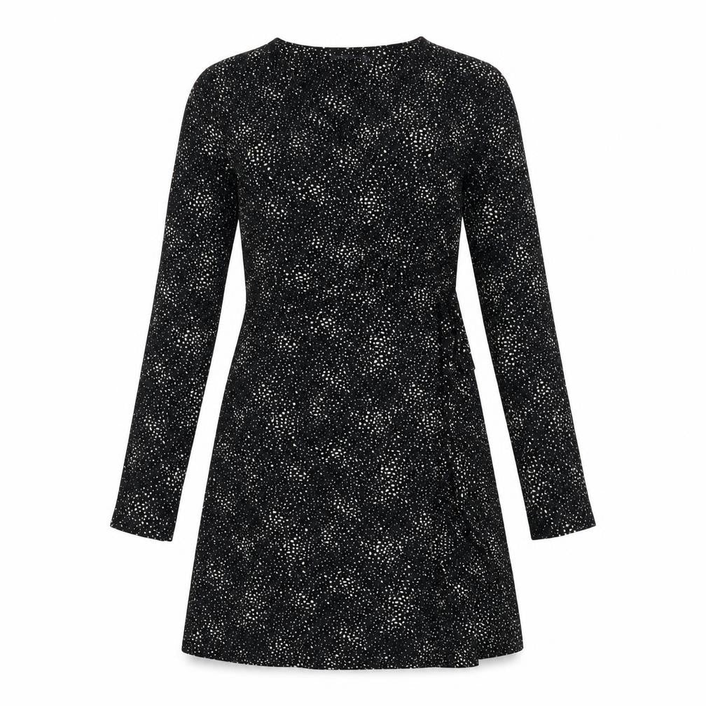 Marks and Spencer Womens Black Geometric Viscose A-Line Size 12 Round Neck Pullover