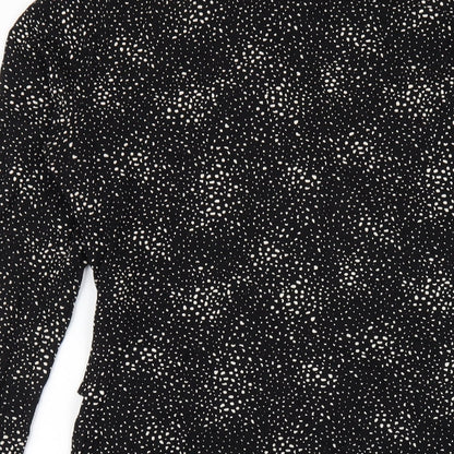 Marks and Spencer Womens Black Geometric Viscose A-Line Size 12 Round Neck Pullover