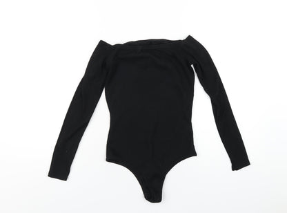 Boohoo Womens Black Polyester Bodysuit One-Piece Size 10 Button