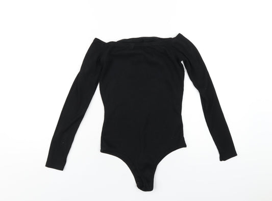 Boohoo Womens Black Polyester Bodysuit One-Piece Size 10 Button