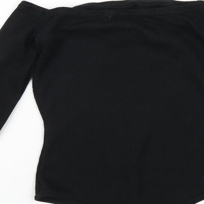 Boohoo Womens Black Polyester Bodysuit One-Piece Size 10 Button