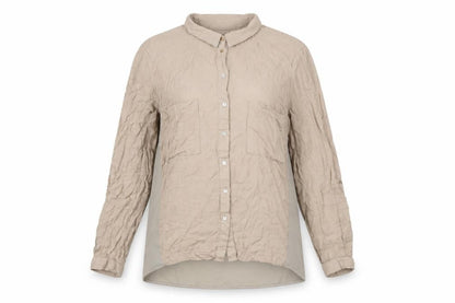 Bershka Womens Beige Polyester Basic Button-Up Size L Collared