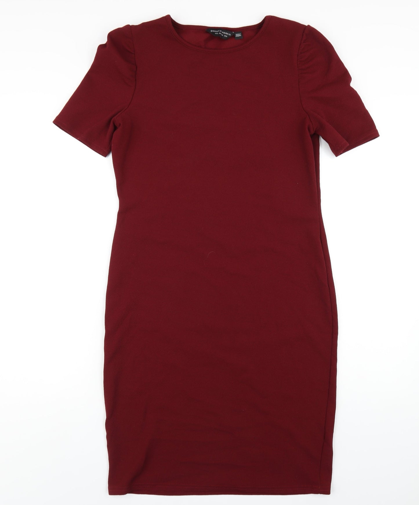 Dorothy Perkins Womens Red Polyester Bodycon Size 12 Round Neck Pullover