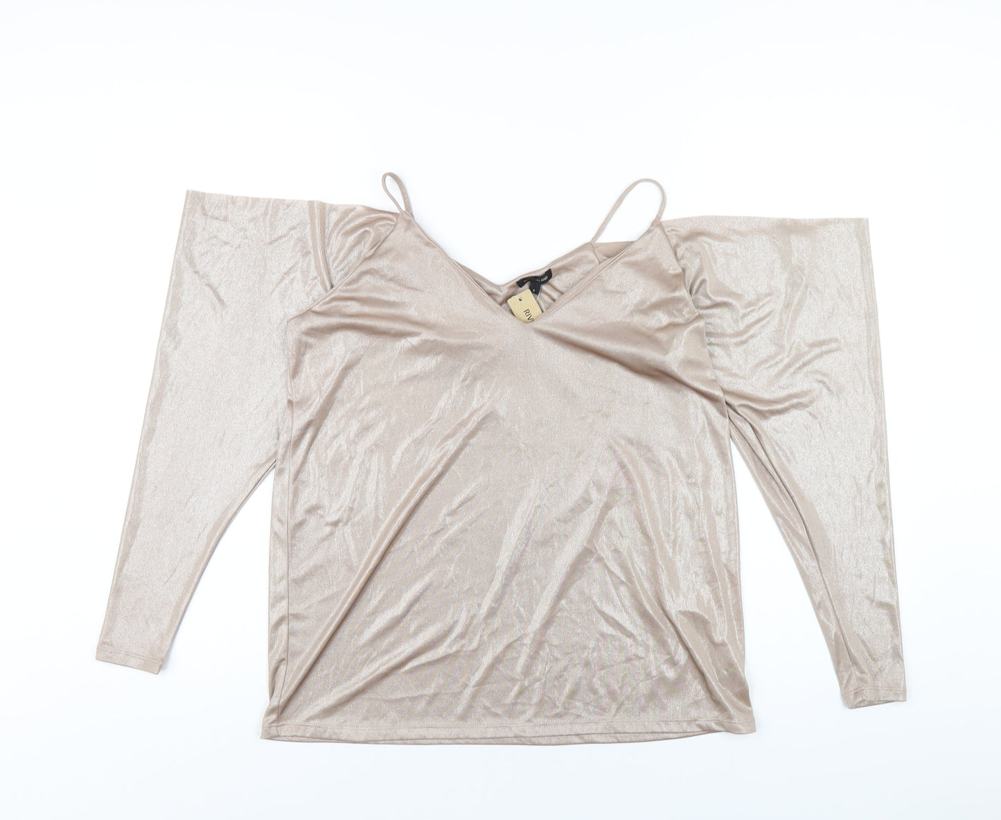 Womens UK Size 8 River Island Gold Basic T-Shirt
