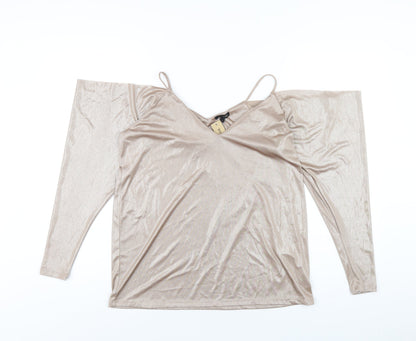 Womens UK Size 8 River Island Gold Basic T-Shirt