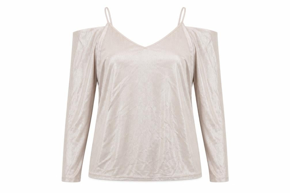 Womens UK Size 8 River Island Gold Basic T-Shirt