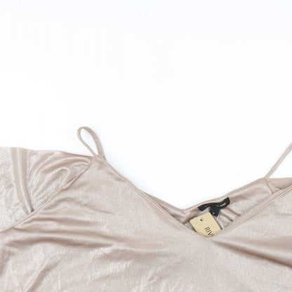 Womens UK Size 8 River Island Gold Basic T-Shirt