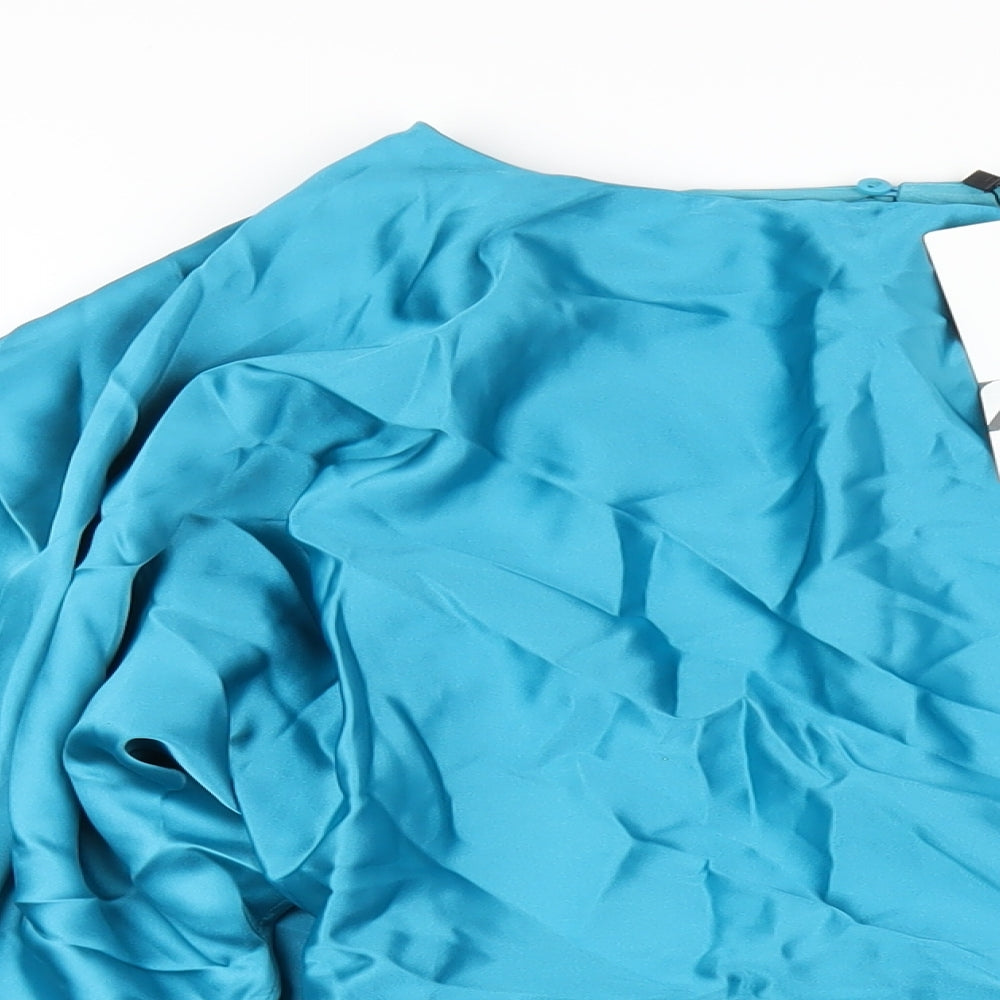 Zara Womens Blue Polyester Mini Size XS Off the Shoulder Zip