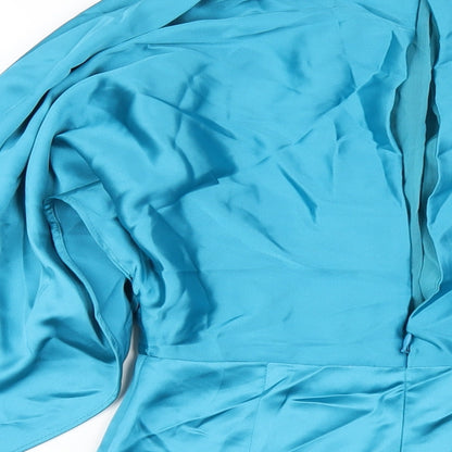 Zara Womens Blue Polyester Mini Size XS Off the Shoulder Zip