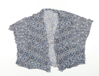 Marks and Spencer Womens Blue Geometric Viscose Kimono T-Shirt Size 14 V-Neck