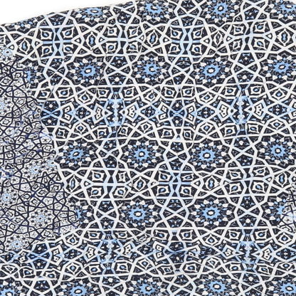 Marks and Spencer Womens Blue Geometric Viscose Kimono T-Shirt Size 14 V-Neck