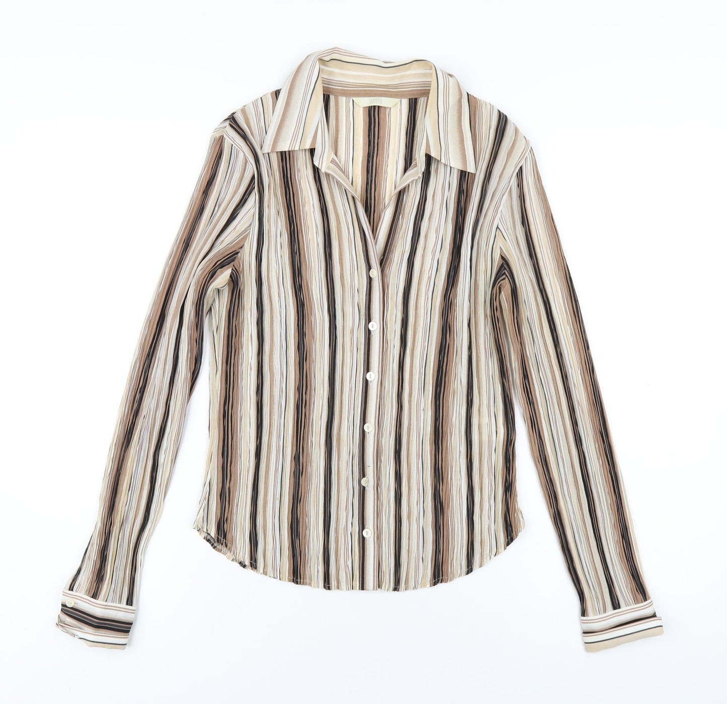 Womens UK Size 14 Marks and Spencer Brown Basic Button-Up