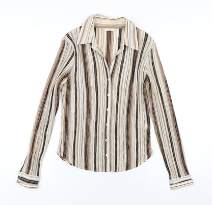 Womens UK Size 14 Marks and Spencer Brown Basic Button-Up