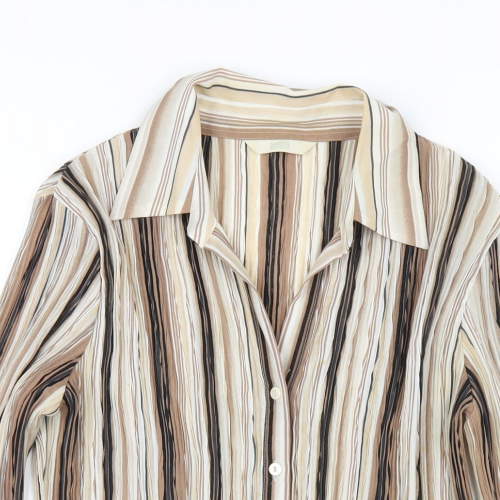 Womens UK Size 14 Marks and Spencer Brown Basic Button-Up