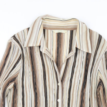 Womens UK Size 14 Marks and Spencer Brown Basic Button-Up
