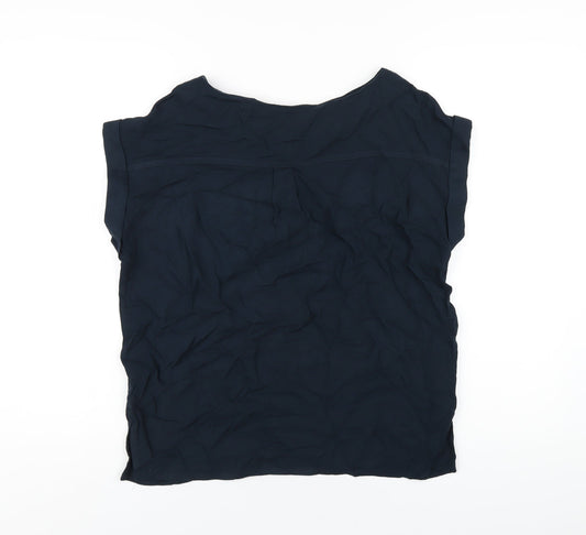 NEXT Womens Blue Viscose Basic T-Shirt Size 10 Round Neck