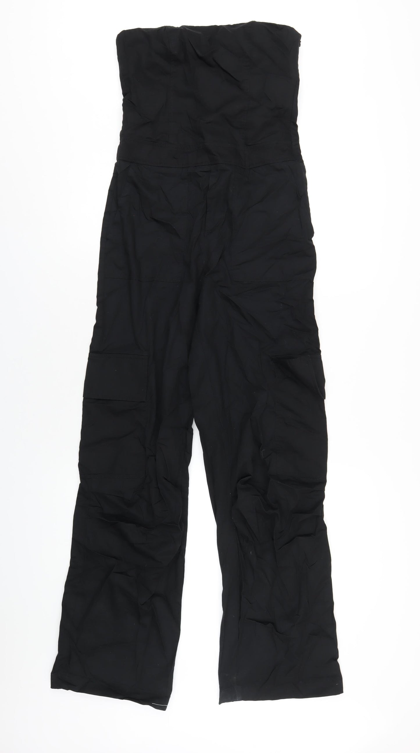 Zara Womens Black Cotton Jumpsuit One-Piece Size XS L32 in Zip