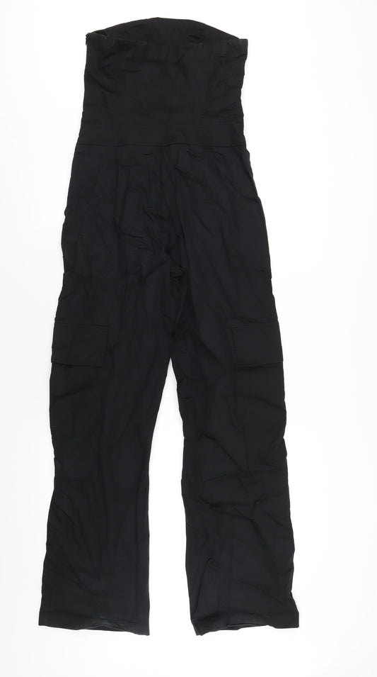 Zara Womens Black Cotton Jumpsuit One-Piece Size XS L32 in Zip