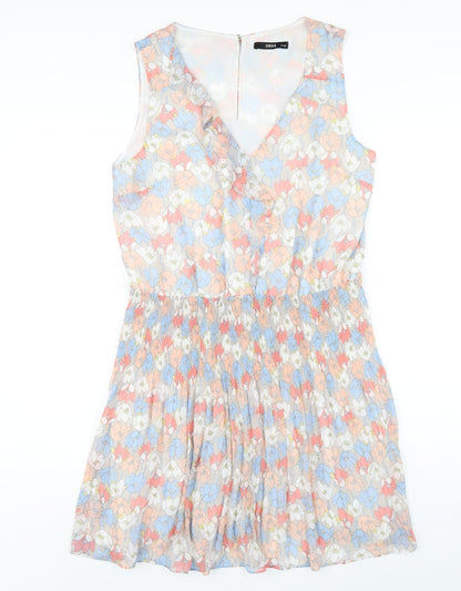 Quiz Womens Multicoloured Floral Polyester A-Line Size 14 V-Neck Button