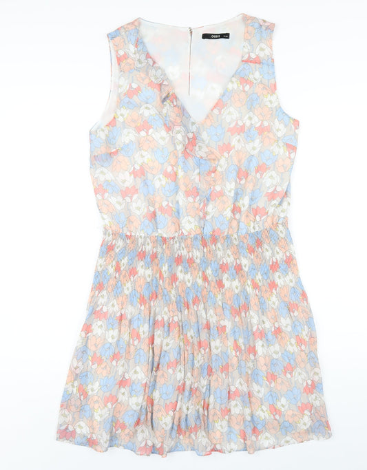 Quiz Womens Multicoloured Floral Polyester A-Line Size 14 V-Neck Button