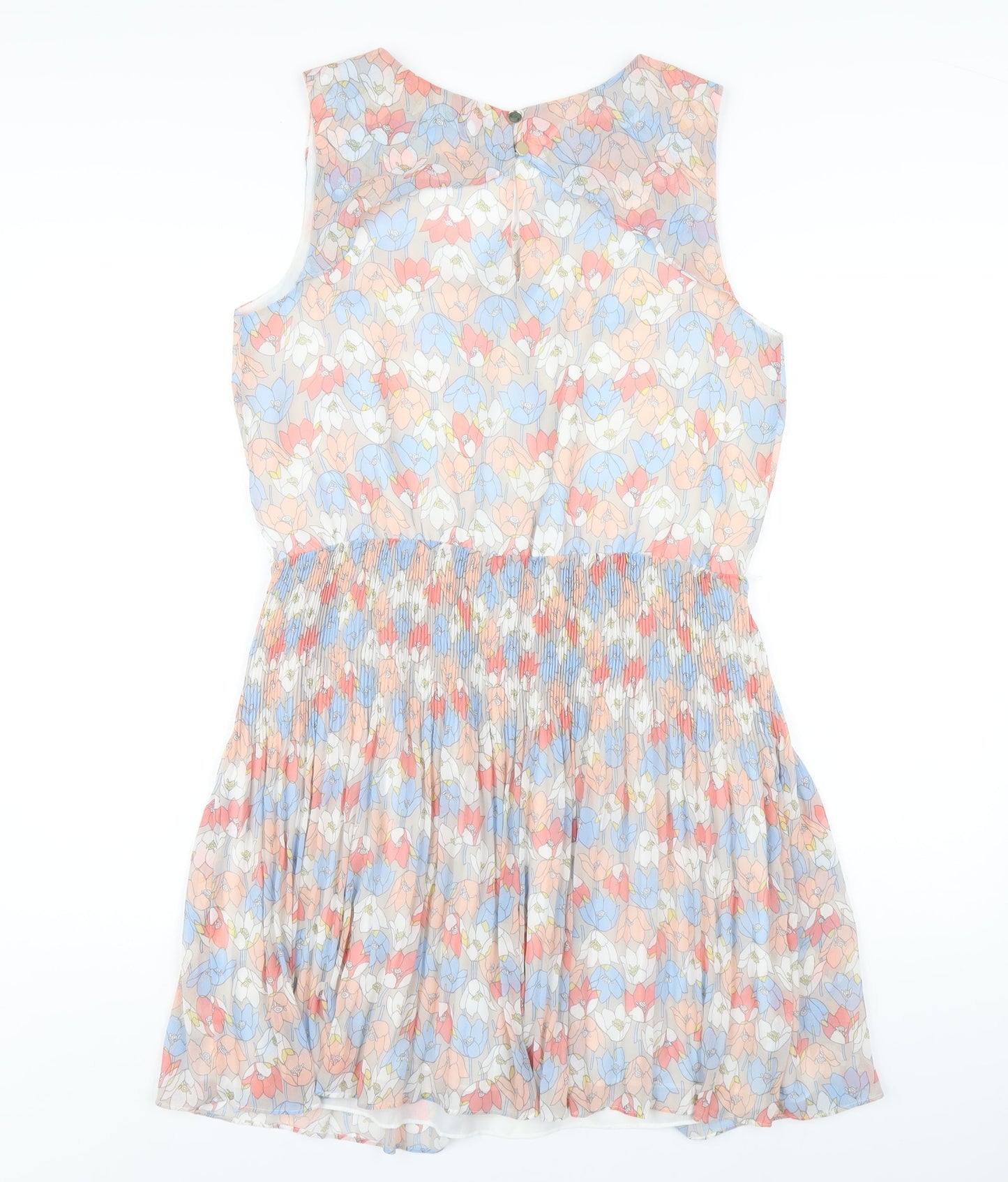 Quiz Womens Multicoloured Floral Polyester A-Line Size 14 V-Neck Button