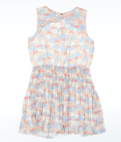 Quiz Womens Multicoloured Floral Polyester A-Line Size 14 V-Neck Button