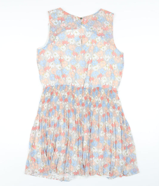 Quiz Womens Multicoloured Floral Polyester A-Line Size 14 V-Neck Button