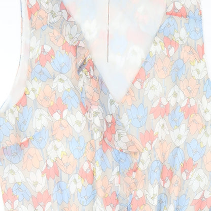Quiz Womens Multicoloured Floral Polyester A-Line Size 14 V-Neck Button