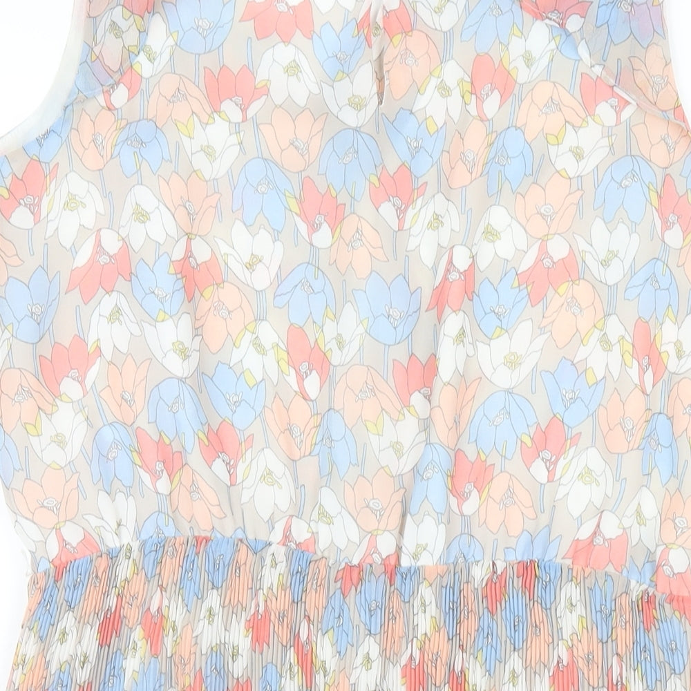 Quiz Womens Multicoloured Floral Polyester A-Line Size 14 V-Neck Button
