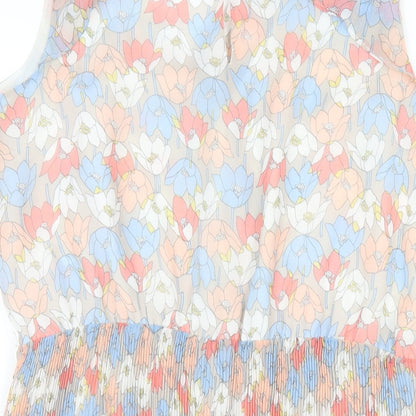 Quiz Womens Multicoloured Floral Polyester A-Line Size 14 V-Neck Button
