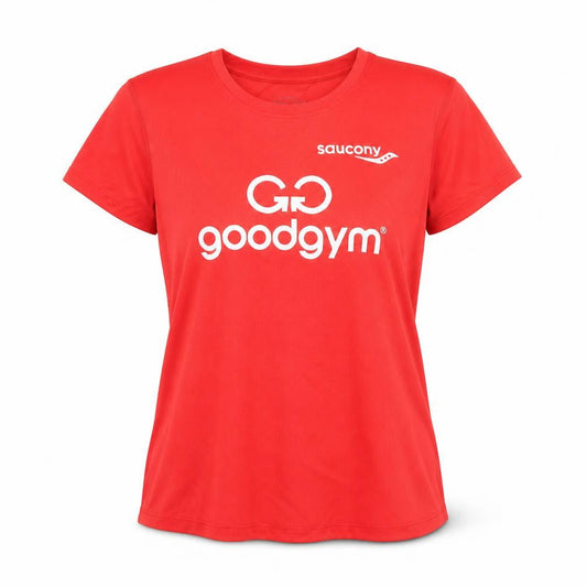 Saucony Womens Red Polyester Basic T-Shirt Size L Round Neck Pullover