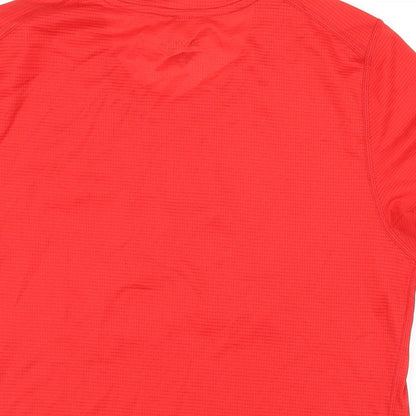 Saucony Womens Red Polyester Basic T-Shirt Size L Round Neck Pullover