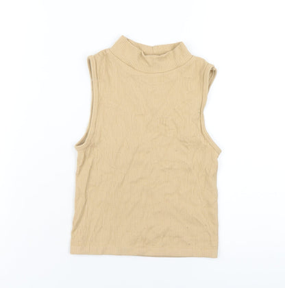 Womens UK Size S Stradivarius Beige Cropped T-Shirt