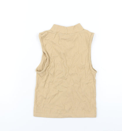 Womens UK Size S Stradivarius Beige Cropped T-Shirt