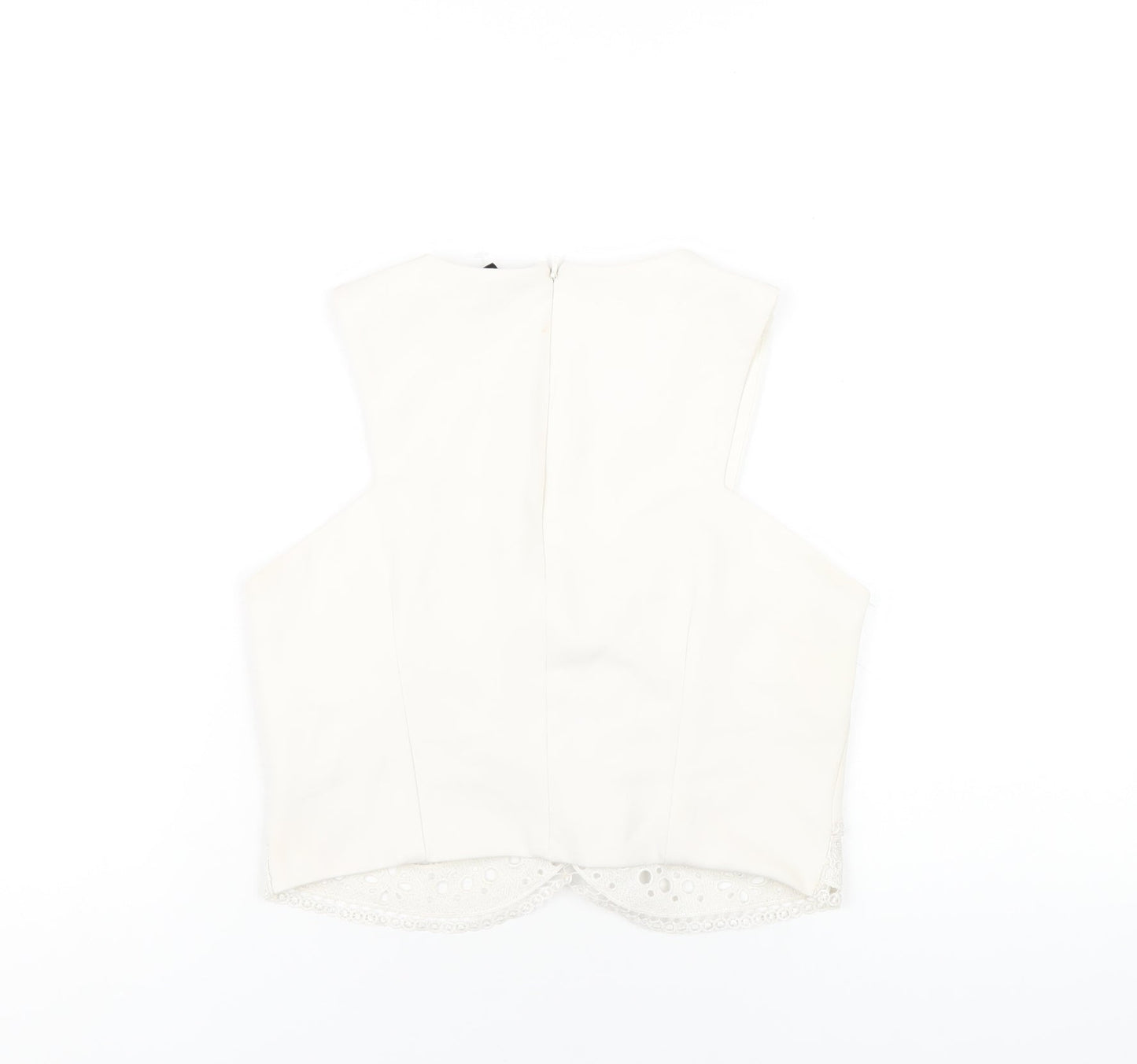 Womens UK Size 10 Topshop White Cropped T-Shirt