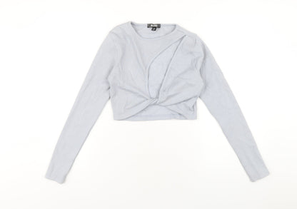 Womens UK Size 6 Missguided Blue Cropped T-Shirt