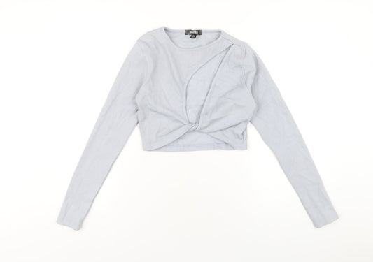 Womens UK Size 6 Missguided Blue Cropped T-Shirt
