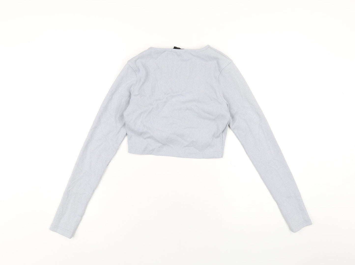 Womens UK Size 6 Missguided Blue Cropped T-Shirt