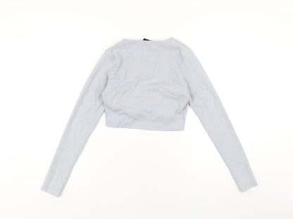 Womens UK Size 6 Missguided Blue Cropped T-Shirt
