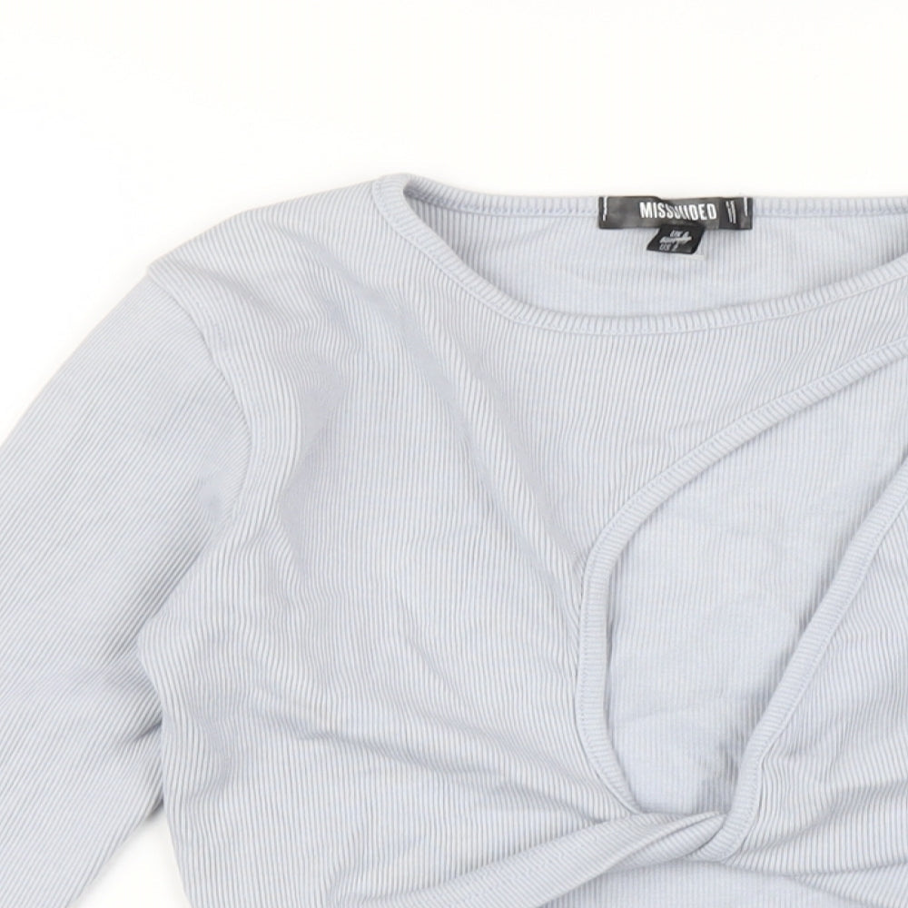 Womens UK Size 6 Missguided Blue Cropped T-Shirt