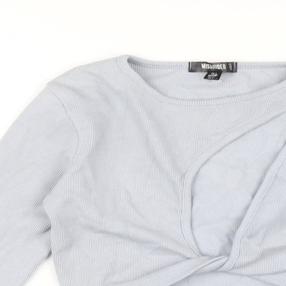 Womens UK Size 6 Missguided Blue Cropped T-Shirt