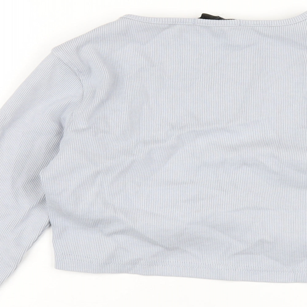 Womens UK Size 6 Missguided Blue Cropped T-Shirt