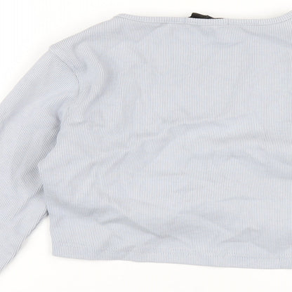 Womens UK Size 6 Missguided Blue Cropped T-Shirt