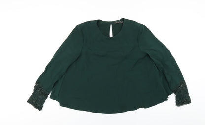Womens UK Size M Zara Green Basic Blouse