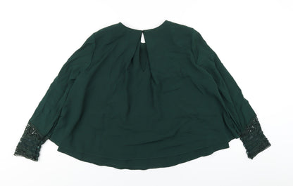 Womens UK Size M Zara Green Basic Blouse