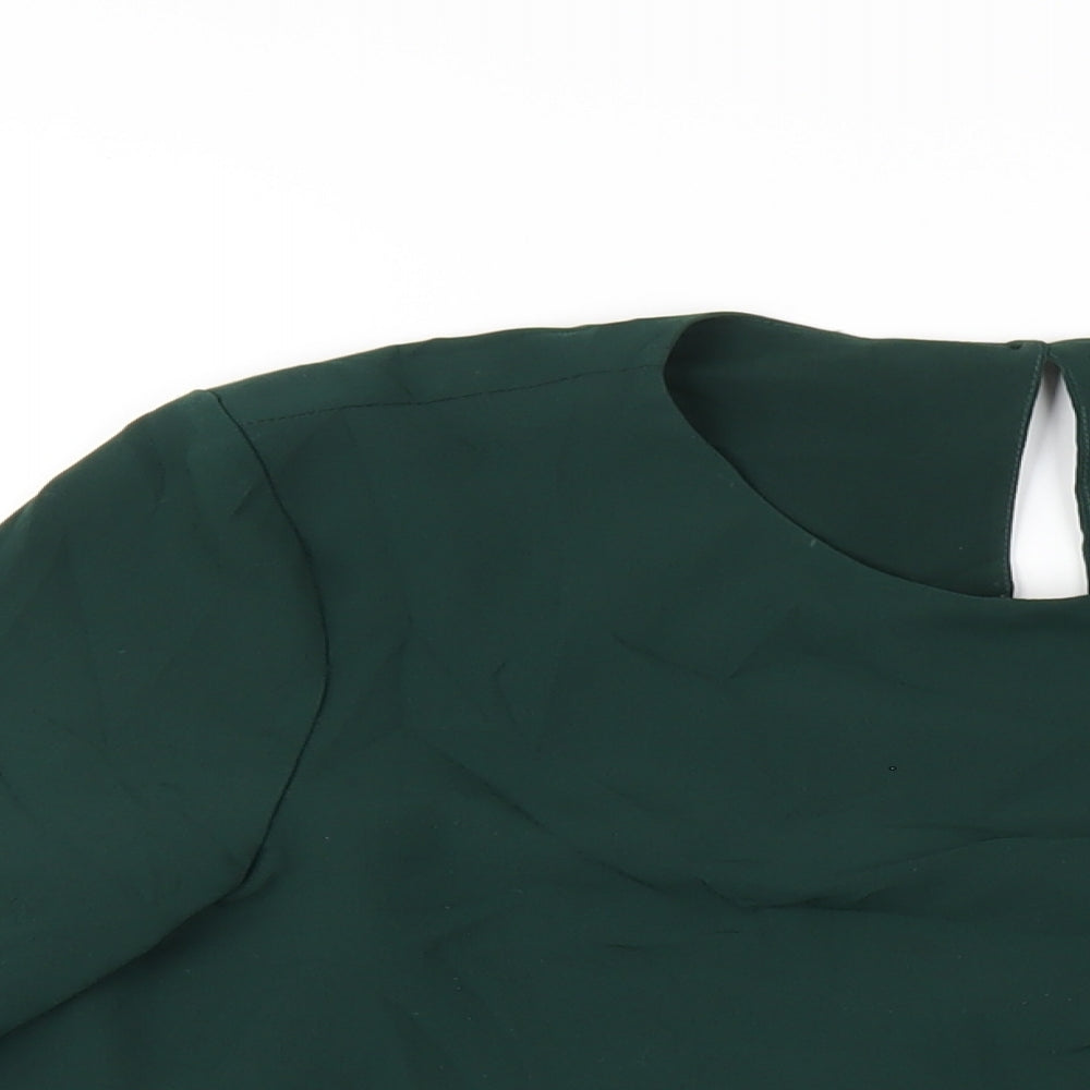 Womens UK Size M Zara Green Basic Blouse