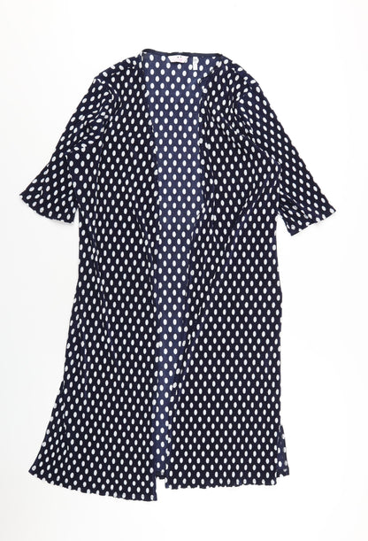 Julipa Womens Blue Polka Dot Polyester Kimono T-Shirt Size 14 V-Neck
