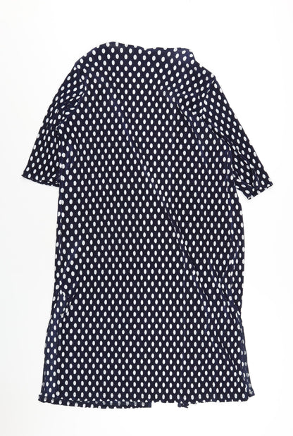 Julipa Womens Blue Polka Dot Polyester Kimono T-Shirt Size 14 V-Neck