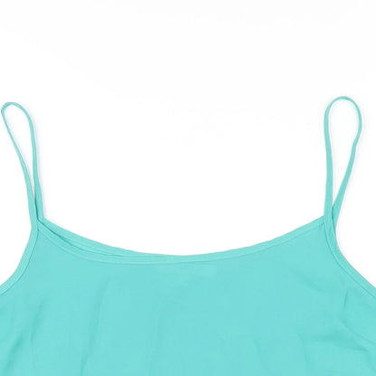 New Look Womens Green Polyester Camisole T-Shirt Size 12 Round Neck